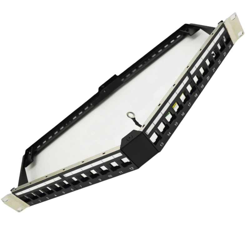 19” 1U 24Port STP Angle Blank Patch Panel