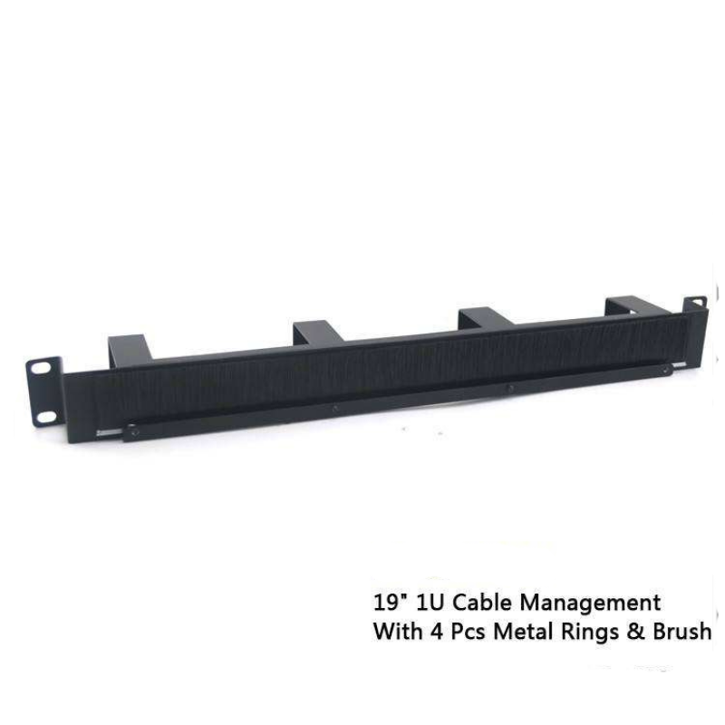  19" 1U Cable Management With 4 Metal Ring and Brush