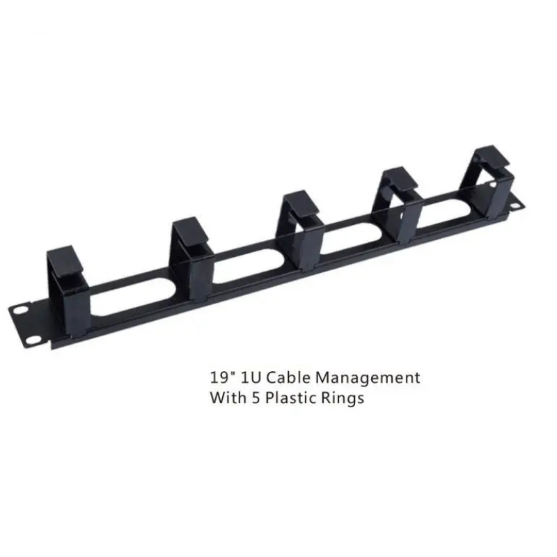 19" 1U Cable Management With 5 Plastic Rings